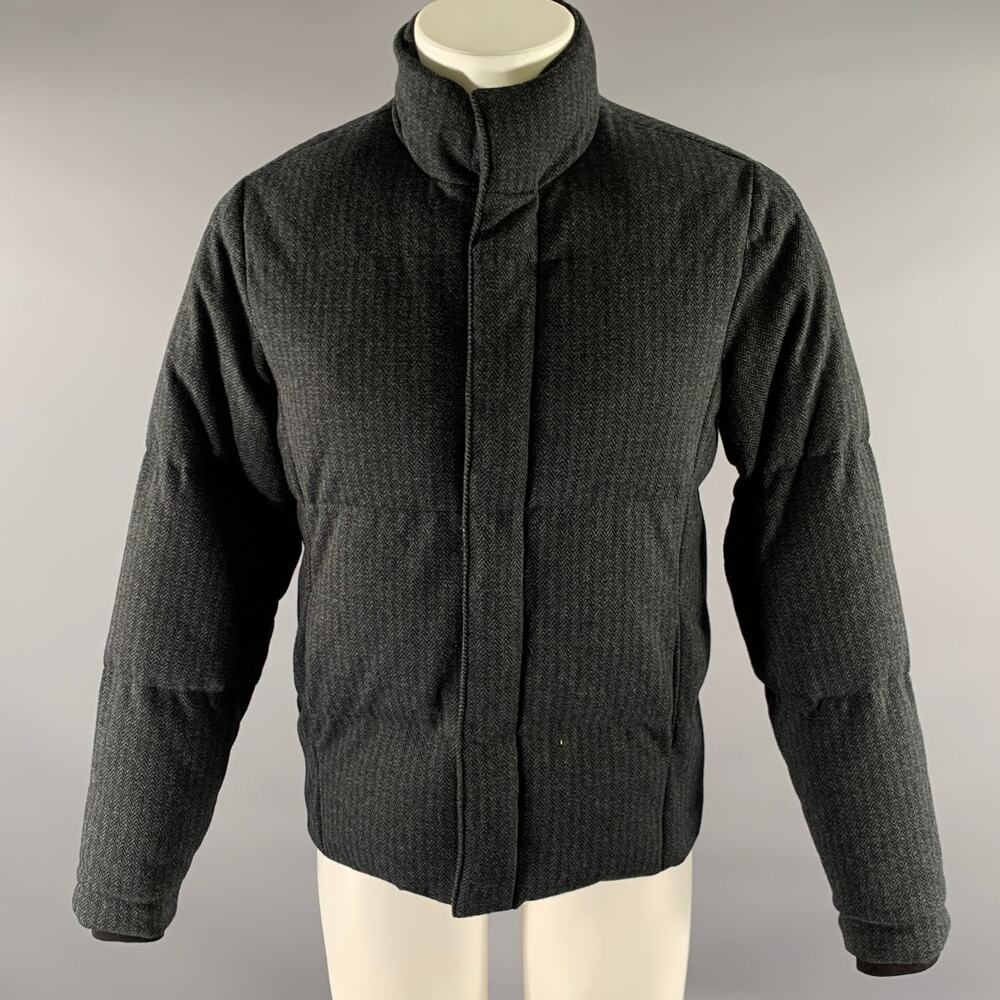 VINCE Size XS Grey Break Herringbone Cotton Polyester Puffer Jacket